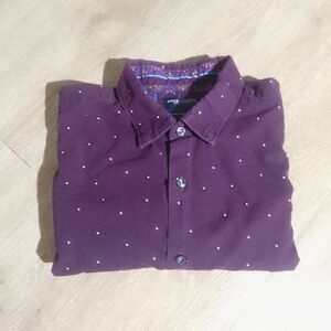 Denim & Flower Purple Shirt with White Dots